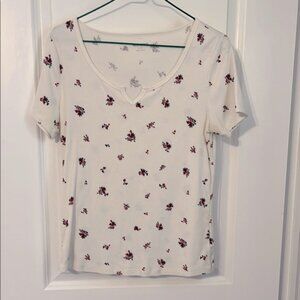 Floral Print White Top